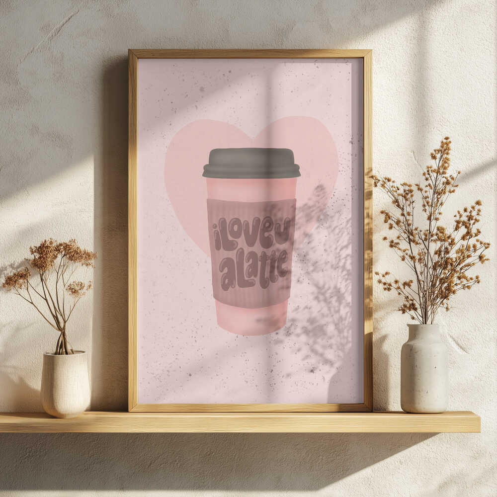 Pink Latte Love Art Print UK — Abstract Calm Wall Art — Kitchen — Wall It All Prints