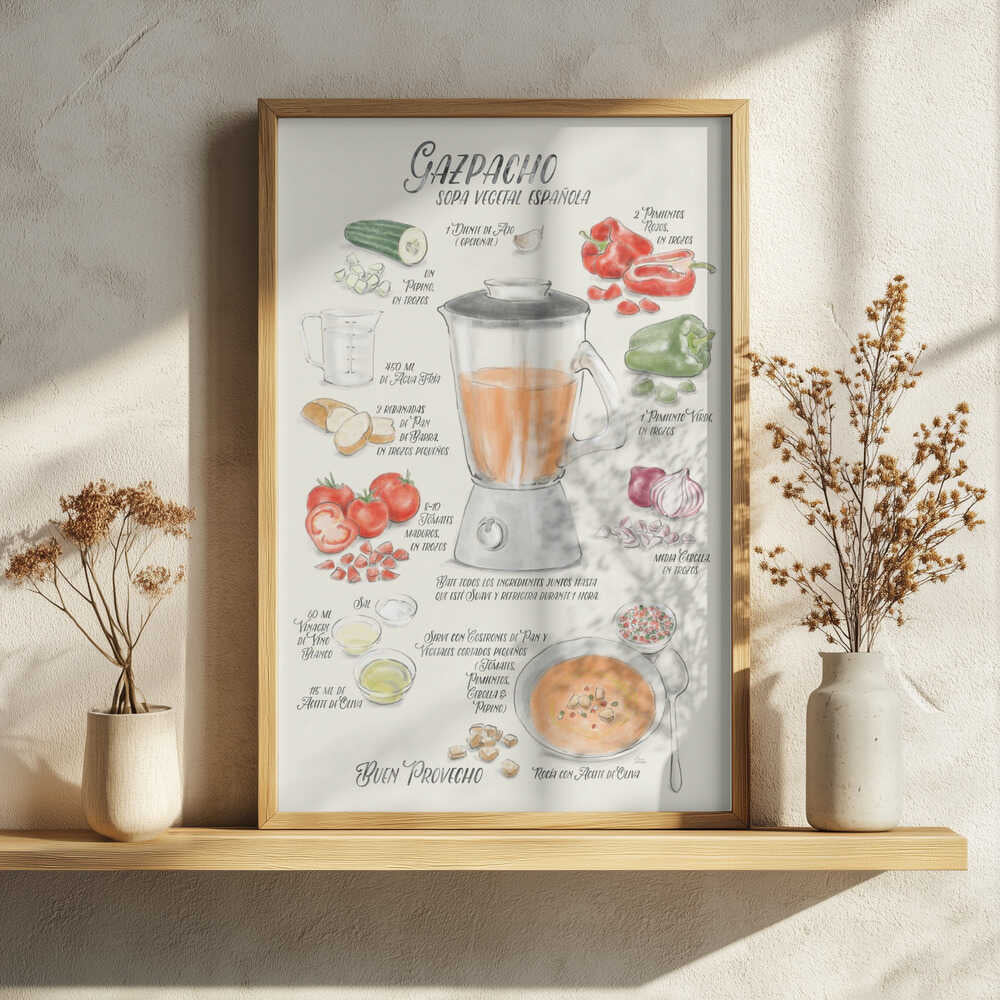 Spanish Gazpacho Recipe Art Print UK — Abstract Fresh Wall Art — Kitchen — Wall It All Prints