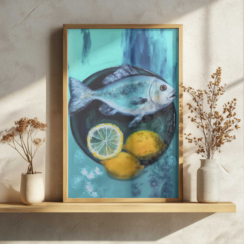 Ocean's Citrus Feast Art Print UK — Japanese Vibrant Wall Art — Kitchen — Wall It All Prints