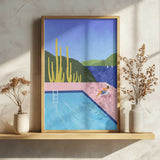 Poolside Ocean View Art Print UK — Portrait Vibrant Wall Art — Bathroom — Wall It All Prints