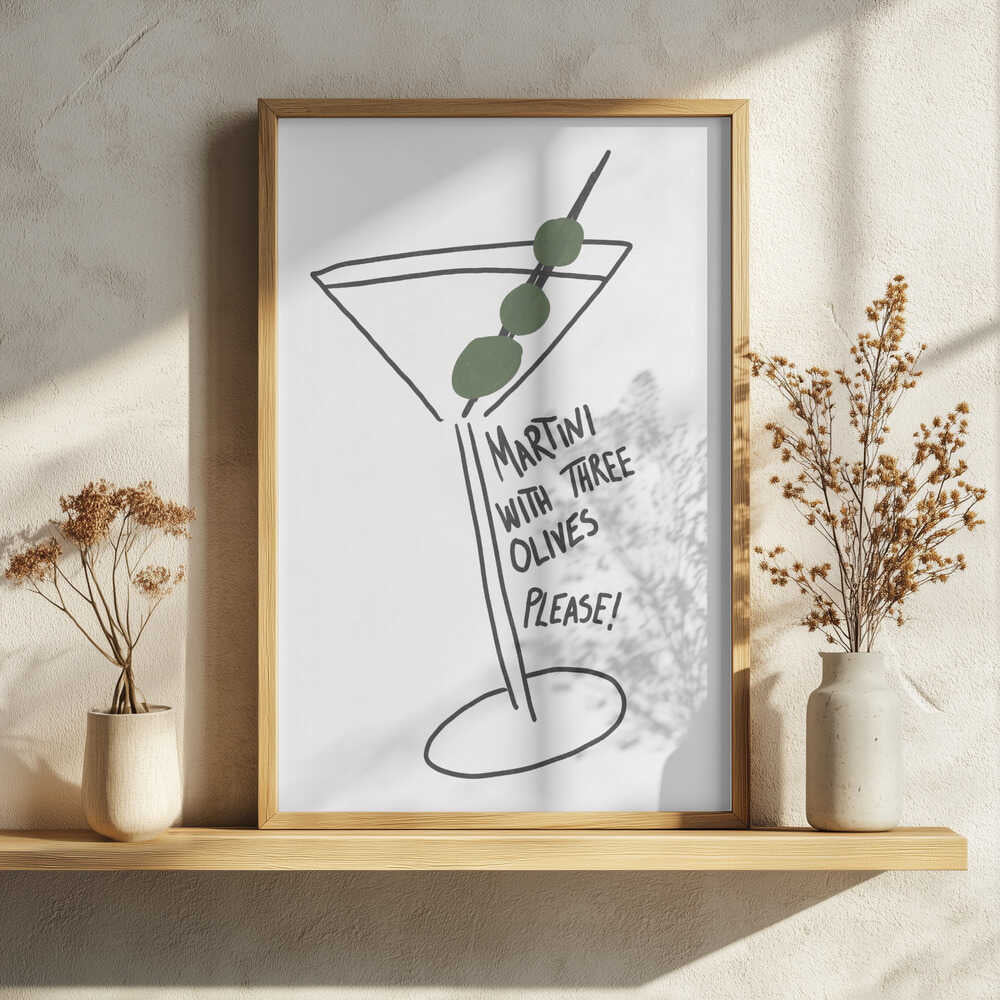 Olive Trio Martini Art Print UK — Abstract Vibrant Wall Art — Kitchen — Wall It All Prints