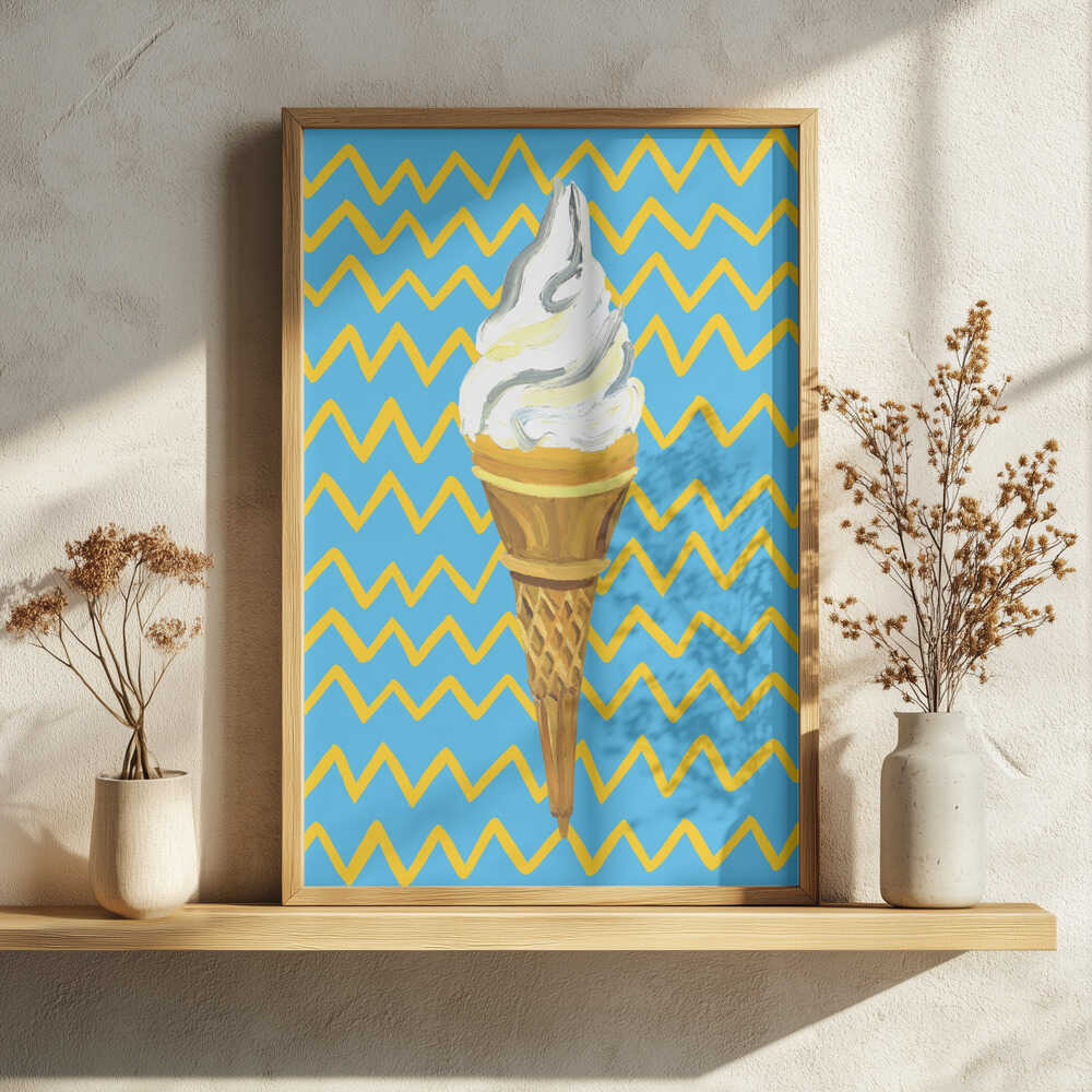 Vibrant Ice Cream Cone Art Print UK — Abstract Vibrant Wall Art — Kitchen — Wall It All Prints