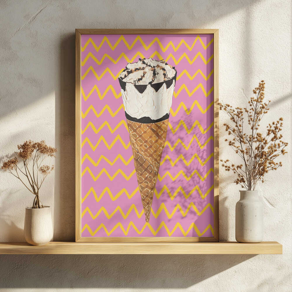 Pop Art Ice Cream Cone Art Print UK — Abstract Vibrant Wall Art — Kitchen — Wall It All Prints