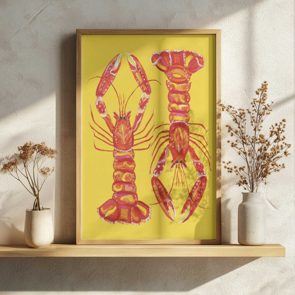 Vibrant Lobster Pair Art Print UK — Animal Vibrant Wall Art — Kitchen — Wall It All Prints