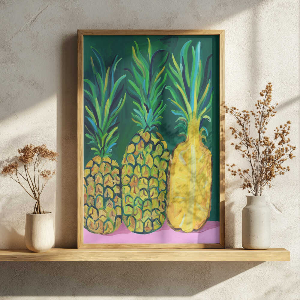 Vibrant Tropical Pineapples Art Print UK — Food Vibrant Wall Art — Kitchen — Wall It All Prints