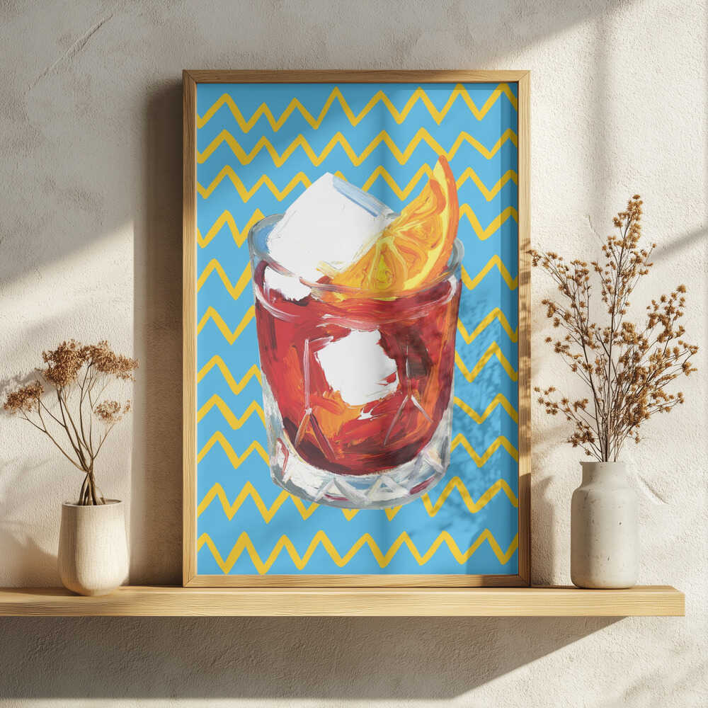Negroni Blue Art Print UK — Japanese Vibrant Wall Art — Kitchen — Wall It All Prints