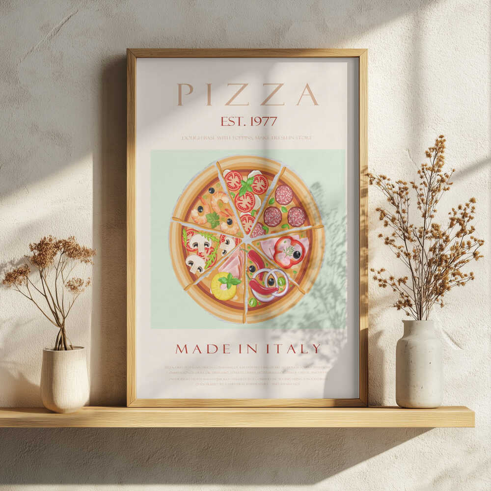 Italian Pizza Variety Art Print UK — Abstract Vibrant Wall Art — Kitchen — Wall It All Prints