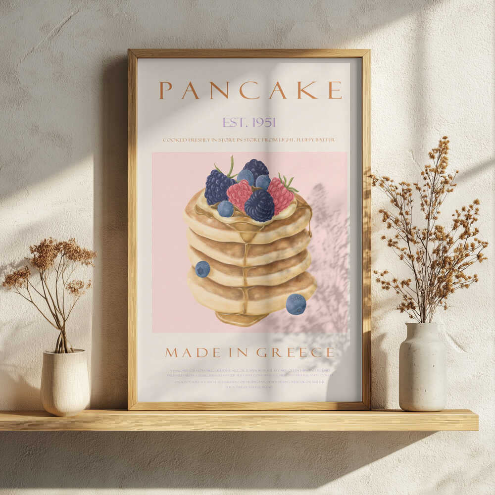 Stacked Berry Pancakes Art Print UK — Abstract Vibrant Wall Art — Kitchen — Wall It All Prints