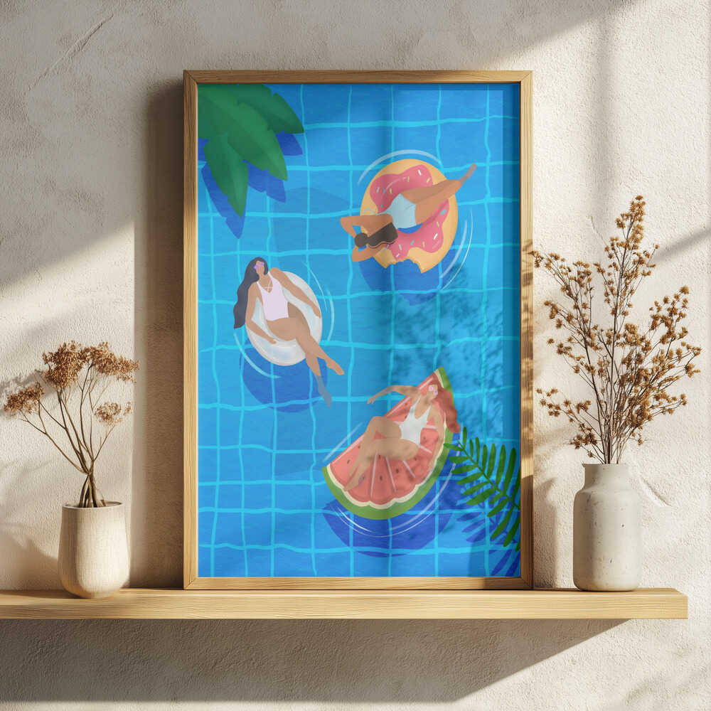 Pool Ladies Art Print UK — Abstract Vibrant Wall Art — Living Room — Wall It All Prints