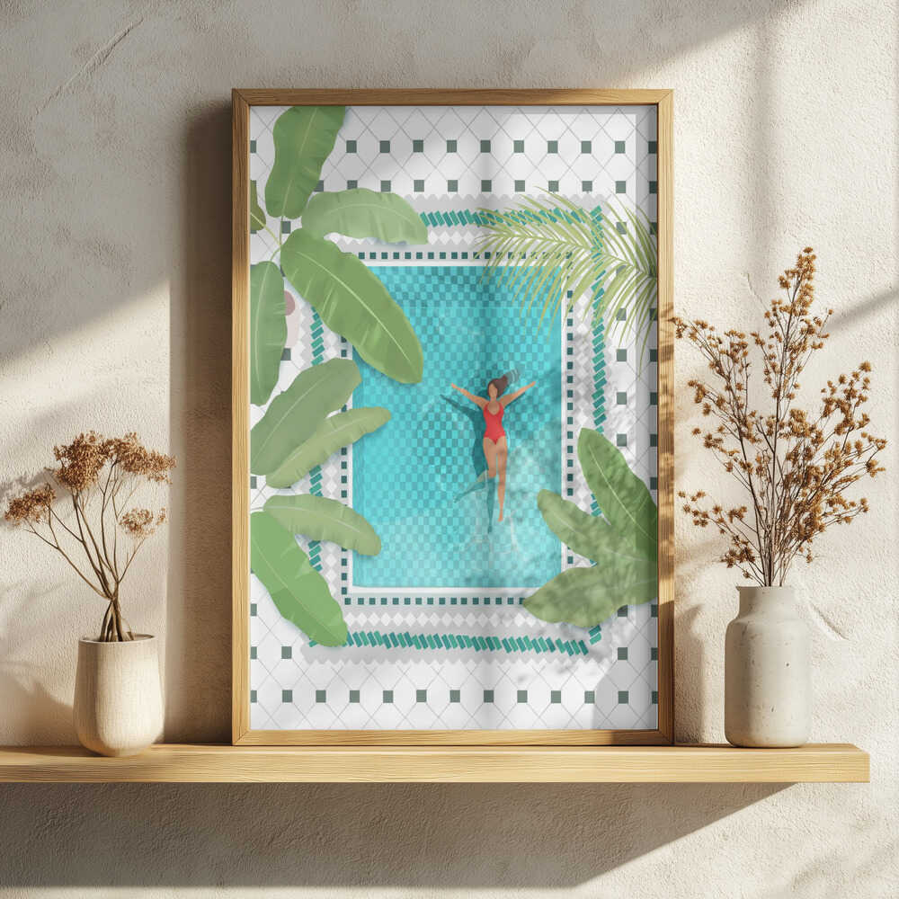 Riad Pool Art Print UK — Botanical Fresh Wall Art — Living Room — Wall It All Prints