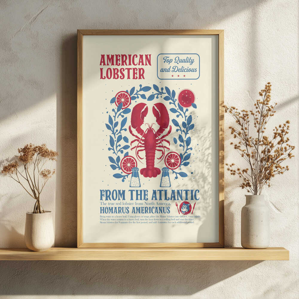 Delicious American Lobster Recipe Art Print UK — Abstract Vibrant Wall Art — Kitchen — Wall It All Prints