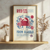 Alaskan Red King Crab Art Print UK — Vintage Vibrant Wall Art — Kitchen — Wall It All Prints