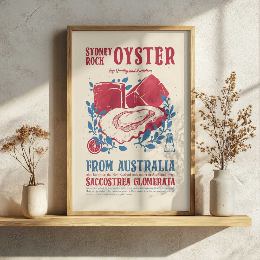 Gourmet Sydney Oyster Art Print UK — Vintage Vibrant Wall Art — Kitchen — Wall It All Prints
