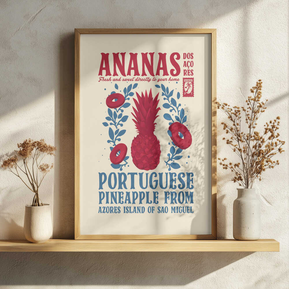 Portuguese Azores Pineapple Art Print UK — Vintage Vibrant Wall Art — Kitchen — Wall It All Prints