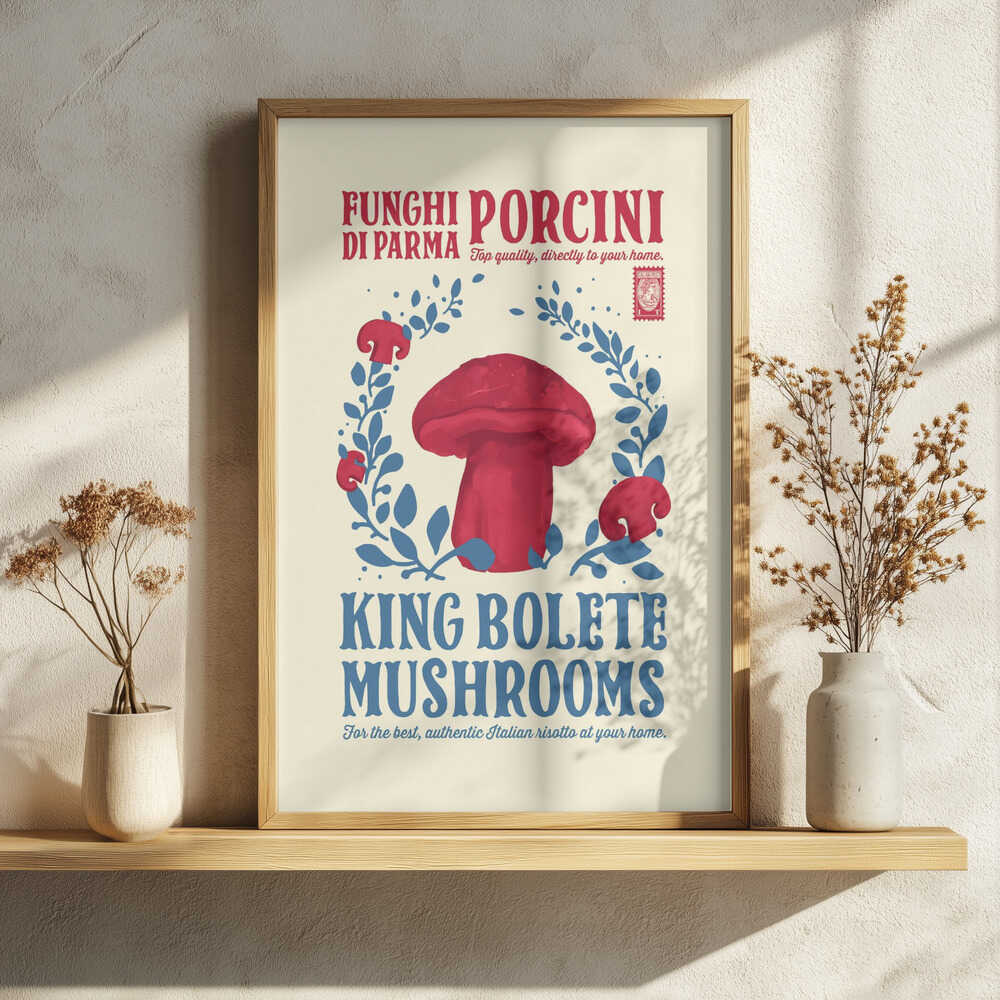 Italian King Bolete Art Print UK — Vintage Vibrant Wall Art — Kitchen — Wall It All Prints