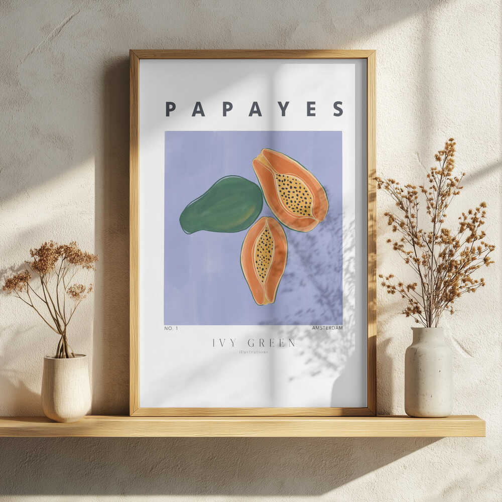Tropical Papayas Art Print UK — Food Fresh Wall Art — Kitchen — Wall It All Prints