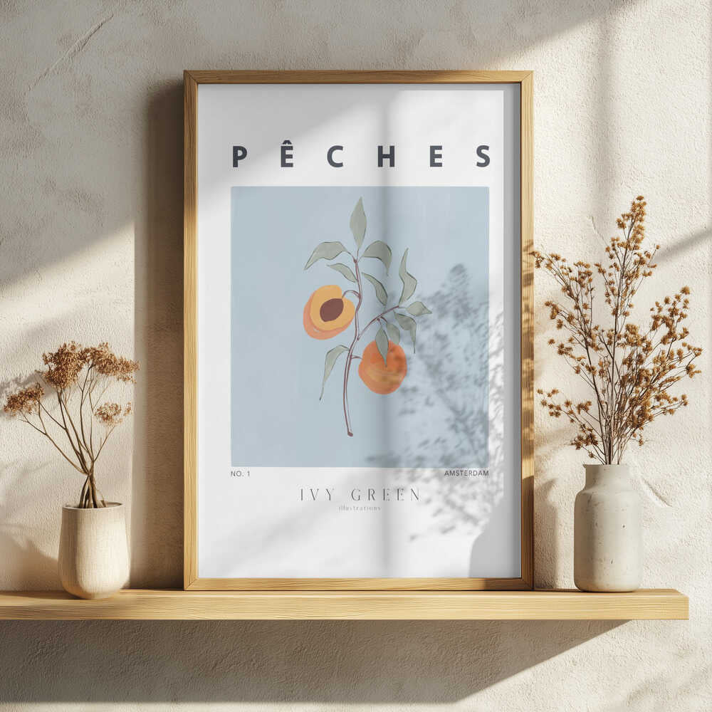 Fresh Peaches Botanical Art Print UK — Abstract Fresh Wall Art — Kitchen — Wall It All Prints