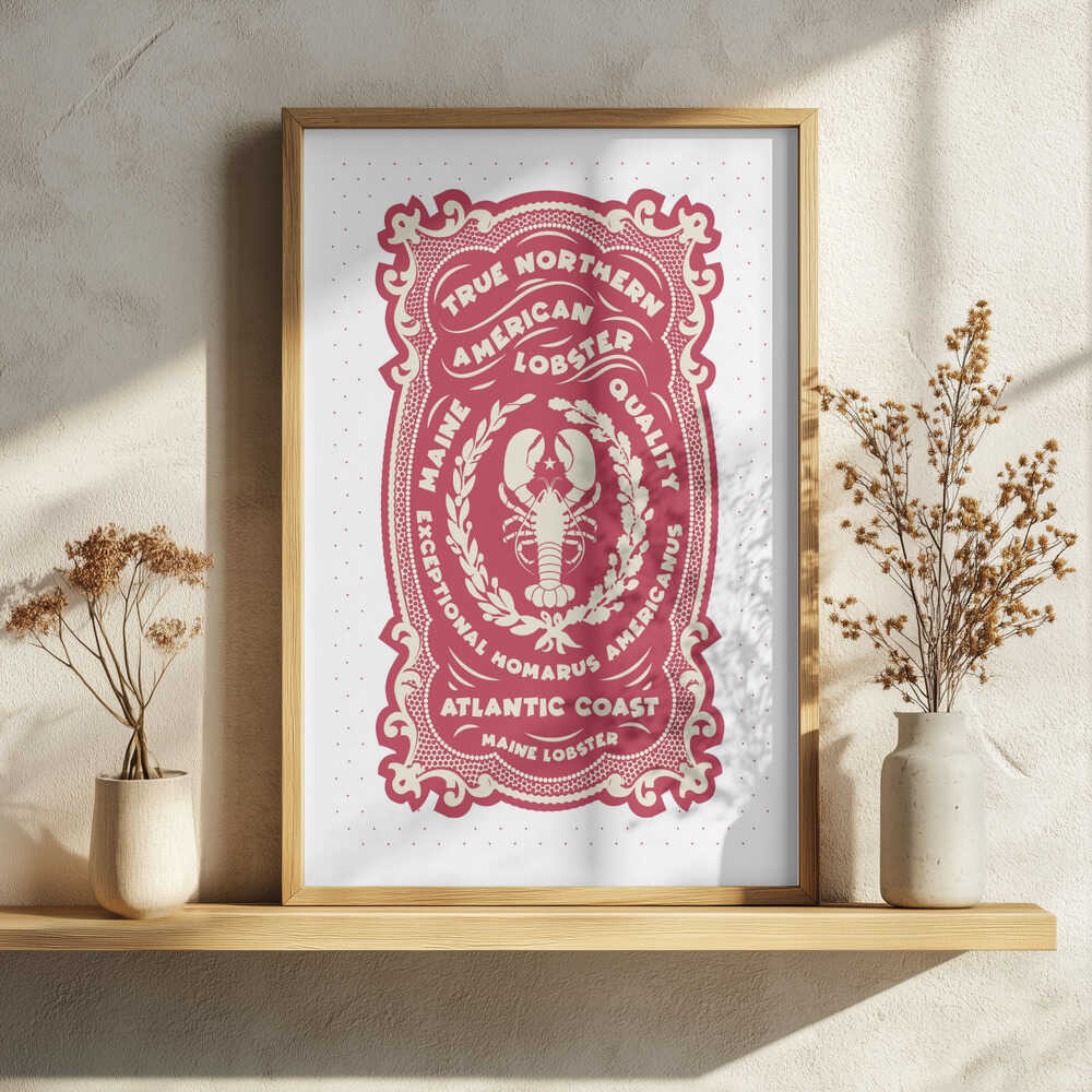 Vintage Maine Lobster Label Art Print UK — Food Minimal Wall Art — Kitchen — Wall It All Prints