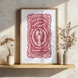 Vintage Maine Lobster Label Art Print UK — Food Minimal Wall Art — Kitchen — Wall It All Prints