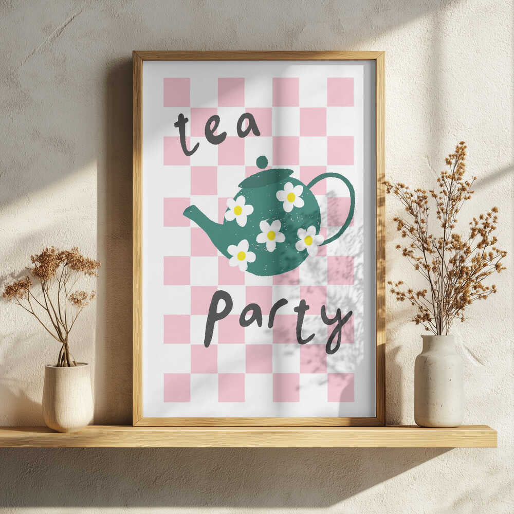 Pink Daisy Tea Party Art Print UK — Botanical Fresh Wall Art — Kitchen — Wall It All Prints