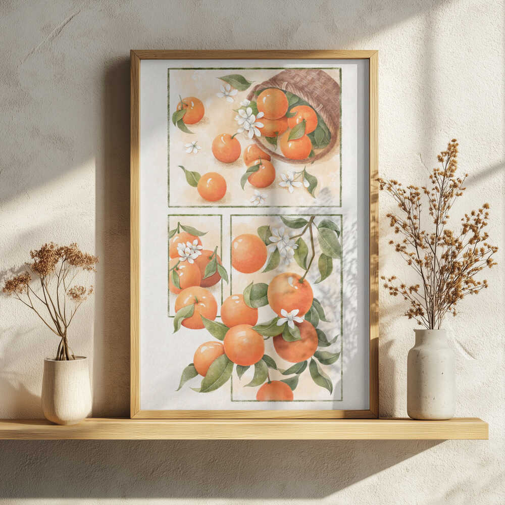 Watercolor Oranges And Blossoms Art Print UK — Botanical Fresh Wall Art — Kitchen — Wall It All Prints