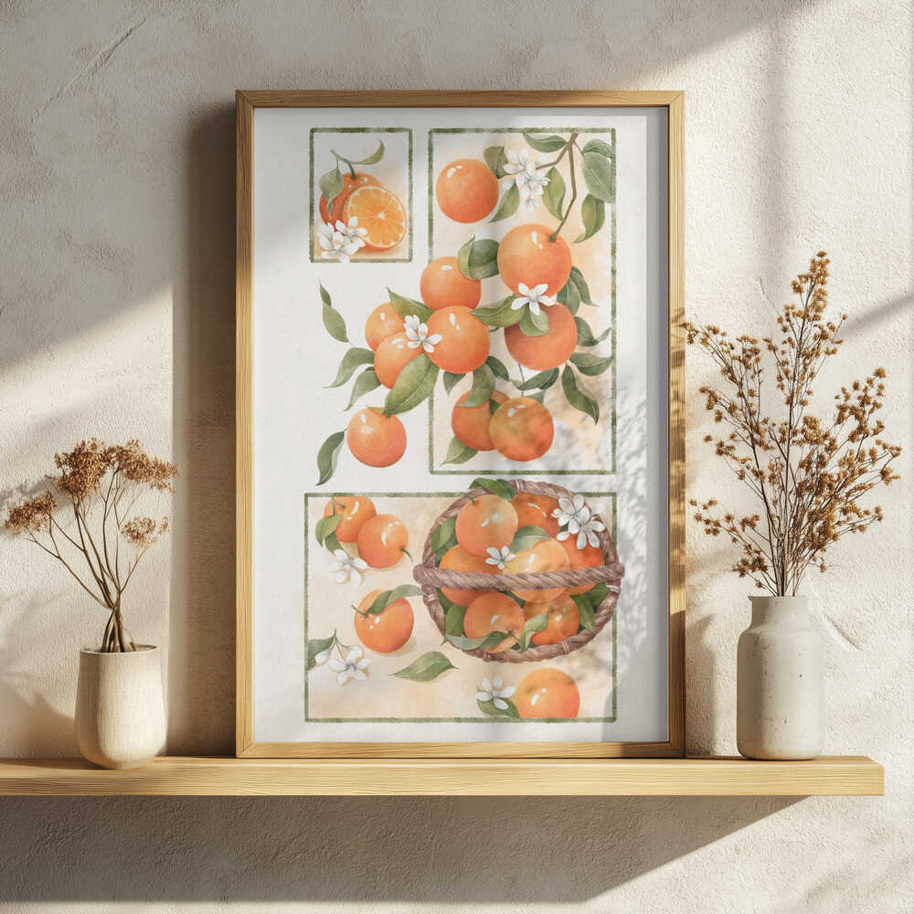 Fresh Orange Harvest Art Print UK — Botanical Fresh Wall Art — Kitchen — Wall It All Prints