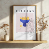 Vibrant Lemons Blue Bowl Art Print UK — Abstract Vibrant Wall Art — Kitchen — Wall It All Prints
