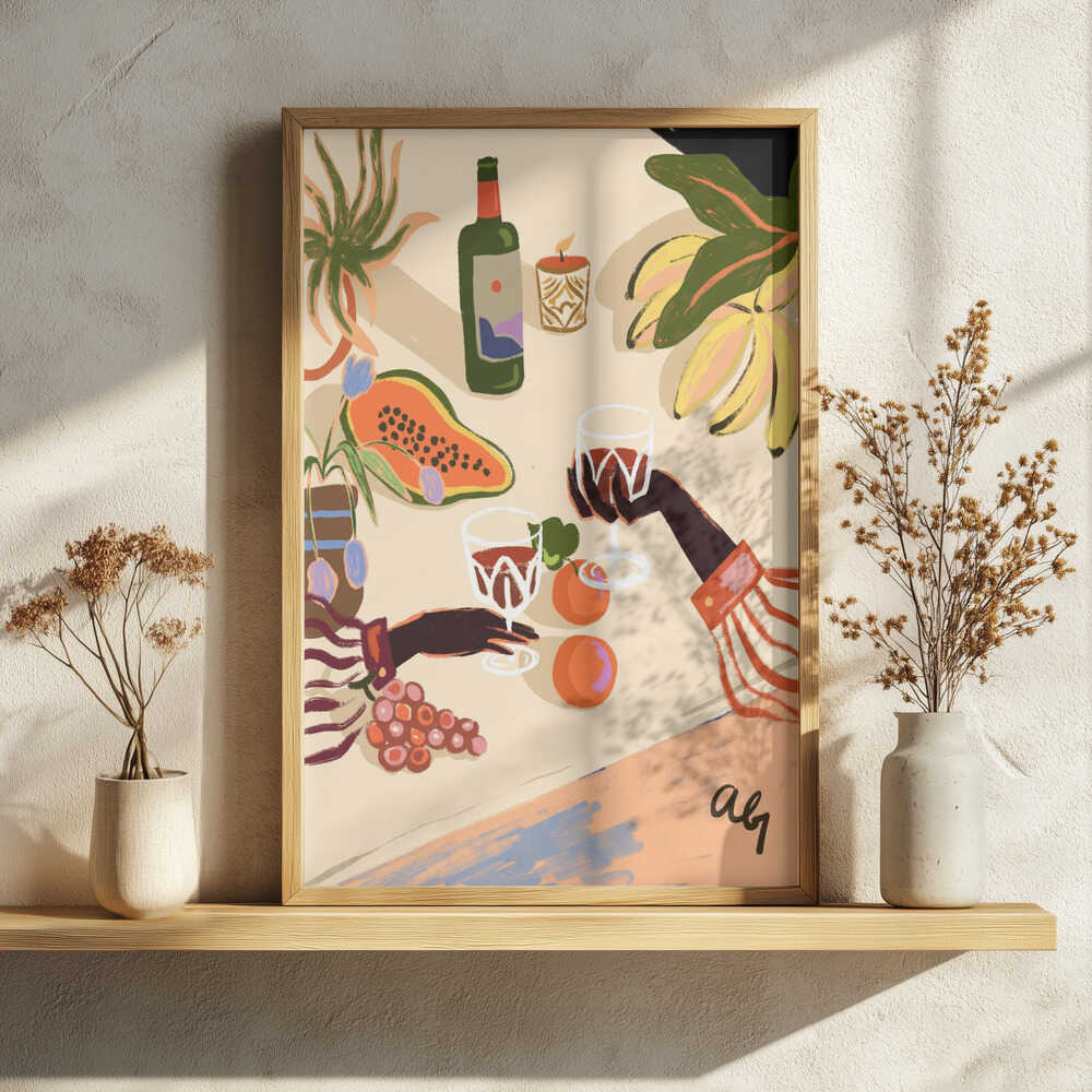 Cheers To You Art Print UK — Botanical Vibrant Wall Art — Kitchen — Wall It All Prints