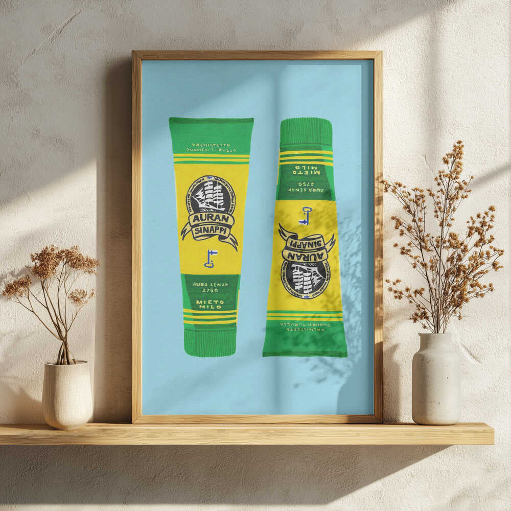 Classic Finnish Mustard Tubes Art Print UK — Food Vibrant Wall Art — Kitchen — Wall It All Prints