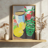 Lemons Green Glass Still Life Art Print UK — Food Vibrant Wall Art — Kitchen — Wall It All Prints