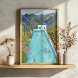 Mountain Pool Retreat Art Print UK — Botanical Vibrant Wall Art — Living Room — Wall It All Prints