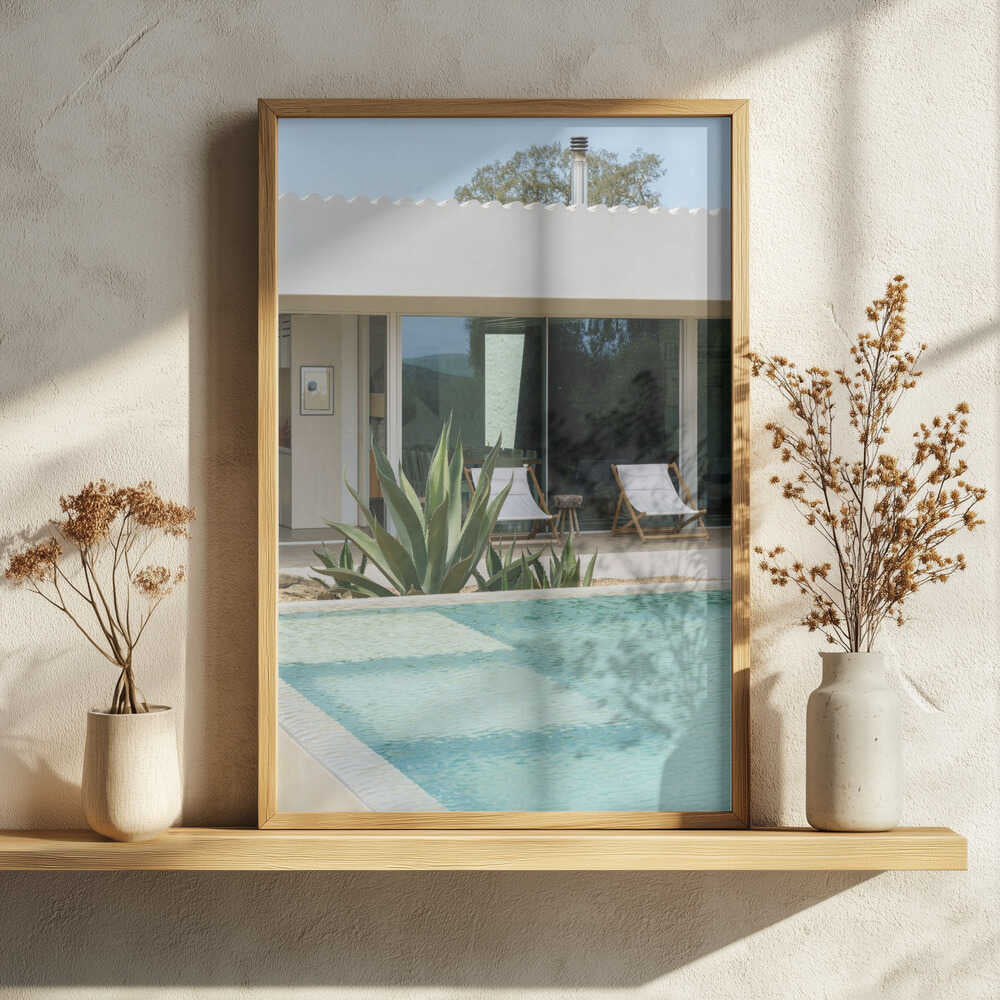 Modern Poolside Retreat Art Print UK — Botanical Fresh Wall Art — Living Room — Wall It All Prints