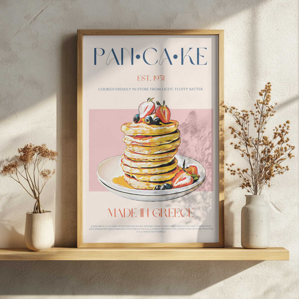 Fluffy Greek Pancake Stack Art Print UK — Vintage Fresh Wall Art — Kitchen — Wall It All Prints