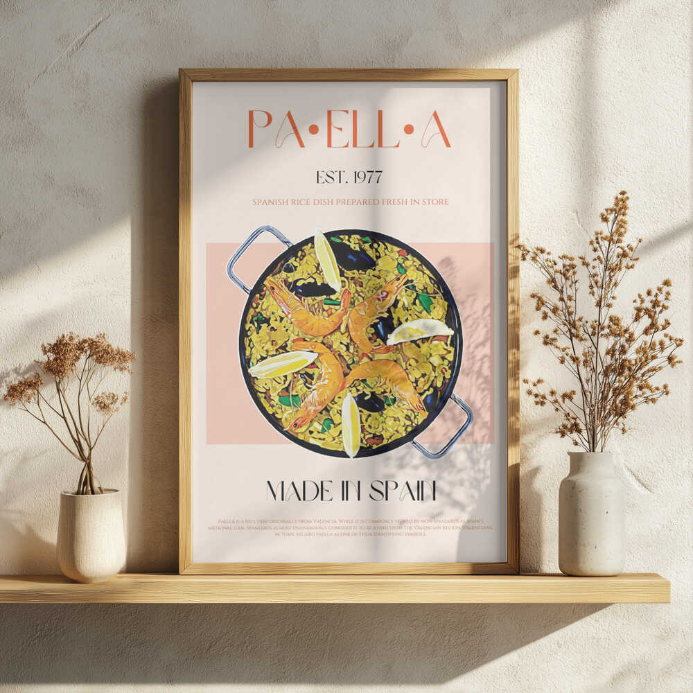 Delicious Spanish Paella Art Print UK — Vintage Vibrant Wall Art — Kitchen — Wall It All Prints