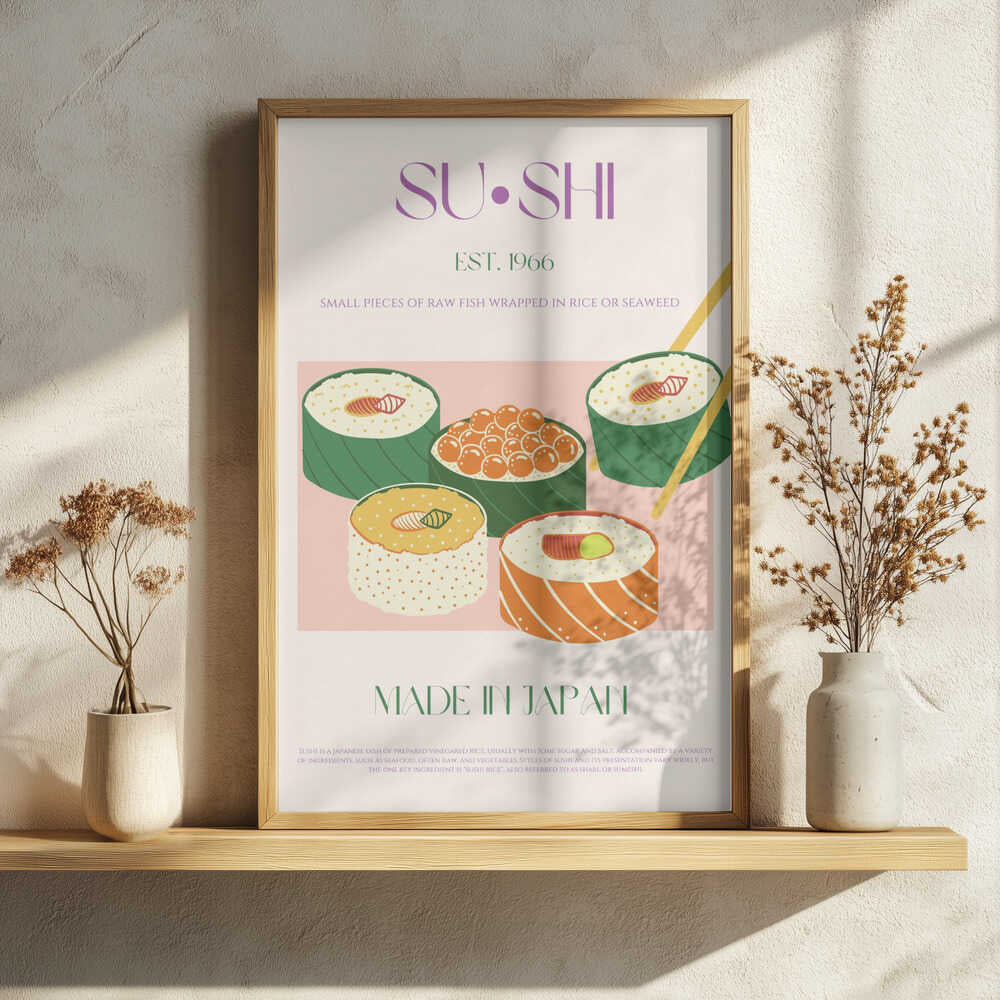 Fresh Sushi Rolls Art Print UK — Japanese Vibrant Wall Art — Kitchen — Wall It All Prints