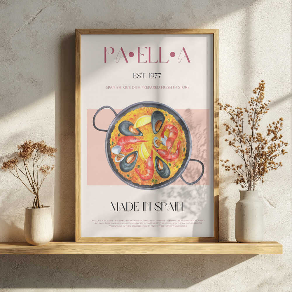 Spanish Seafood Paella Art Print UK — Vintage Vibrant Wall Art — Kitchen — Wall It All Prints