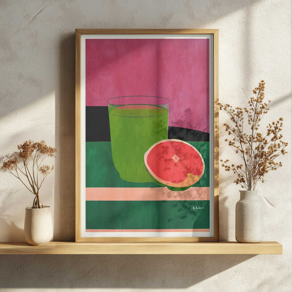 Vibrant Grapefruit Juice Art Print UK — Food Vibrant Wall Art — Kitchen — Wall It All Prints