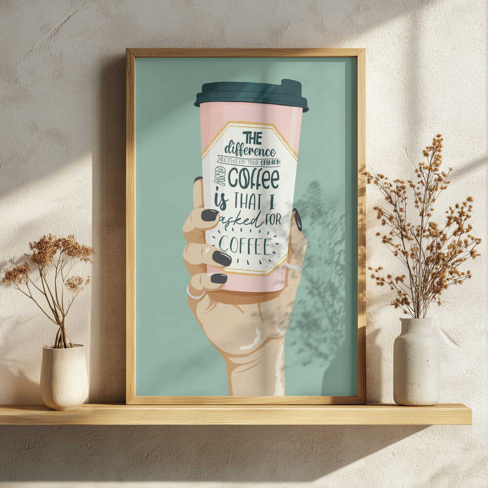 Sassy Coffee Cup Hand Art Print UK — Food Calm Wall Art — Kitchen — Wall It All Prints