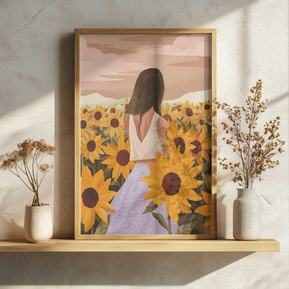 Sunflower Evenings Art Print UK — Botanical Fresh Wall Art — Living Room — Wall It All Prints