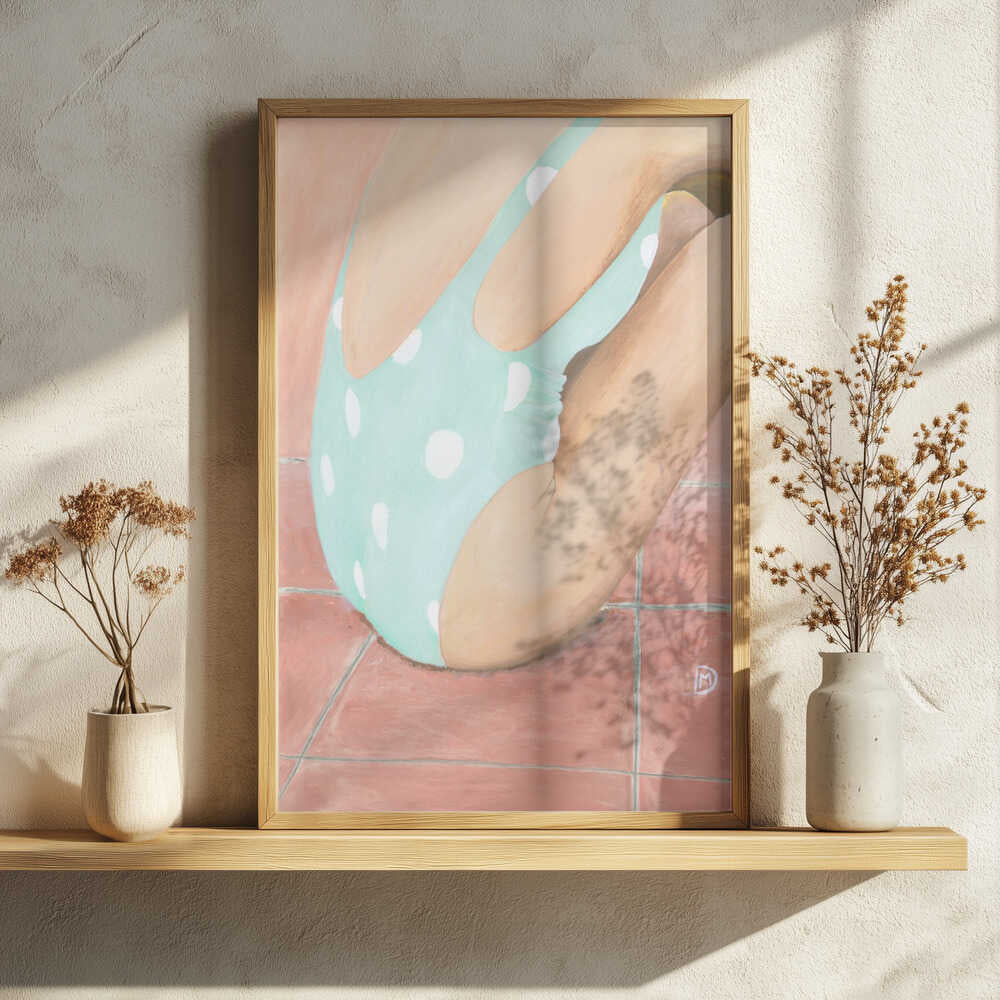 Green Polka Dot Swimsuit Art Print UK — Abstract Vibrant Wall Art — Living Room — Wall It All Prints