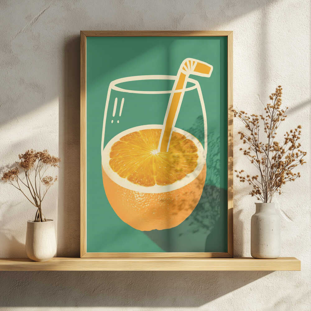 Orange Juice Doodle Art Print UK — Abstract Vibrant Wall Art — Kitchen — Wall It All Prints