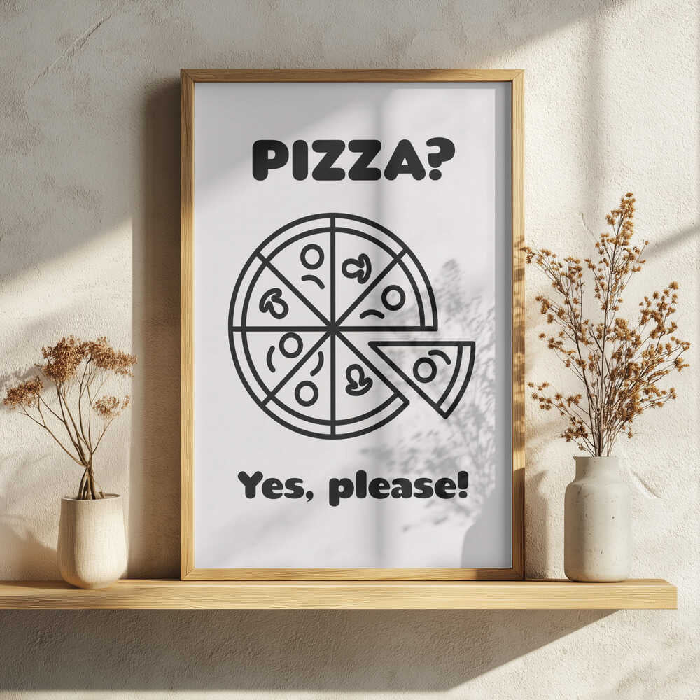 Pizza Yes Please Art Print UK — Abstract Dark Wall Art — Kitchen — Wall It All Prints