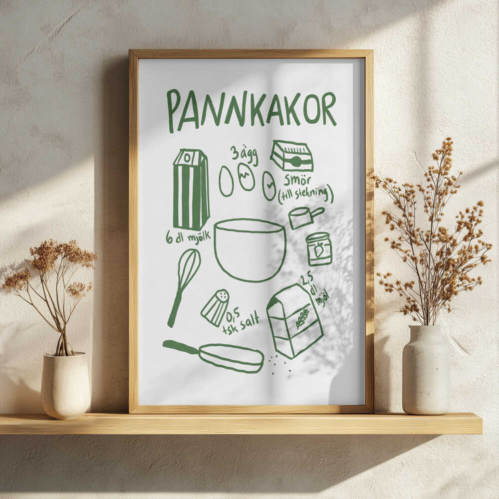 Pancake Ingredients Art Print UK — Vintage Vibrant Wall Art — Kitchen — Wall It All Prints