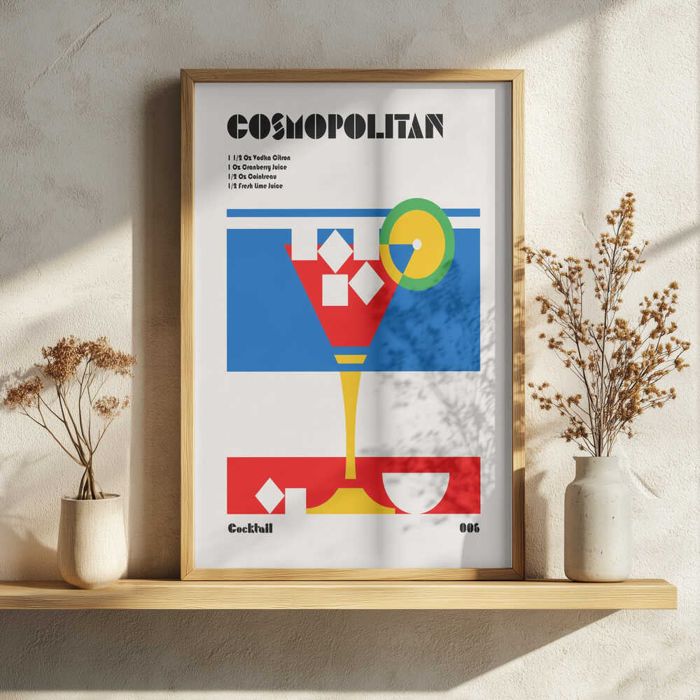 Cosmopolitan Cocktail Recipe Art Print UK — Japanese Vibrant Wall Art — Kitchen — Wall It All Prints