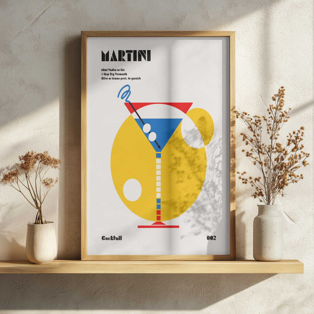 Retro Martini Cocktail Art Print UK — Japanese Vibrant Wall Art — Kitchen — Wall It All Prints