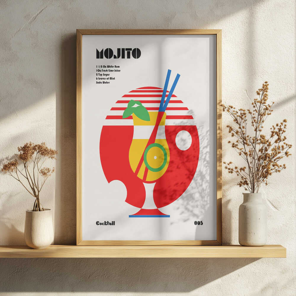 Geometric Mojito Recipe Art Print UK — Japanese Vibrant Wall Art — Kitchen — Wall It All Prints
