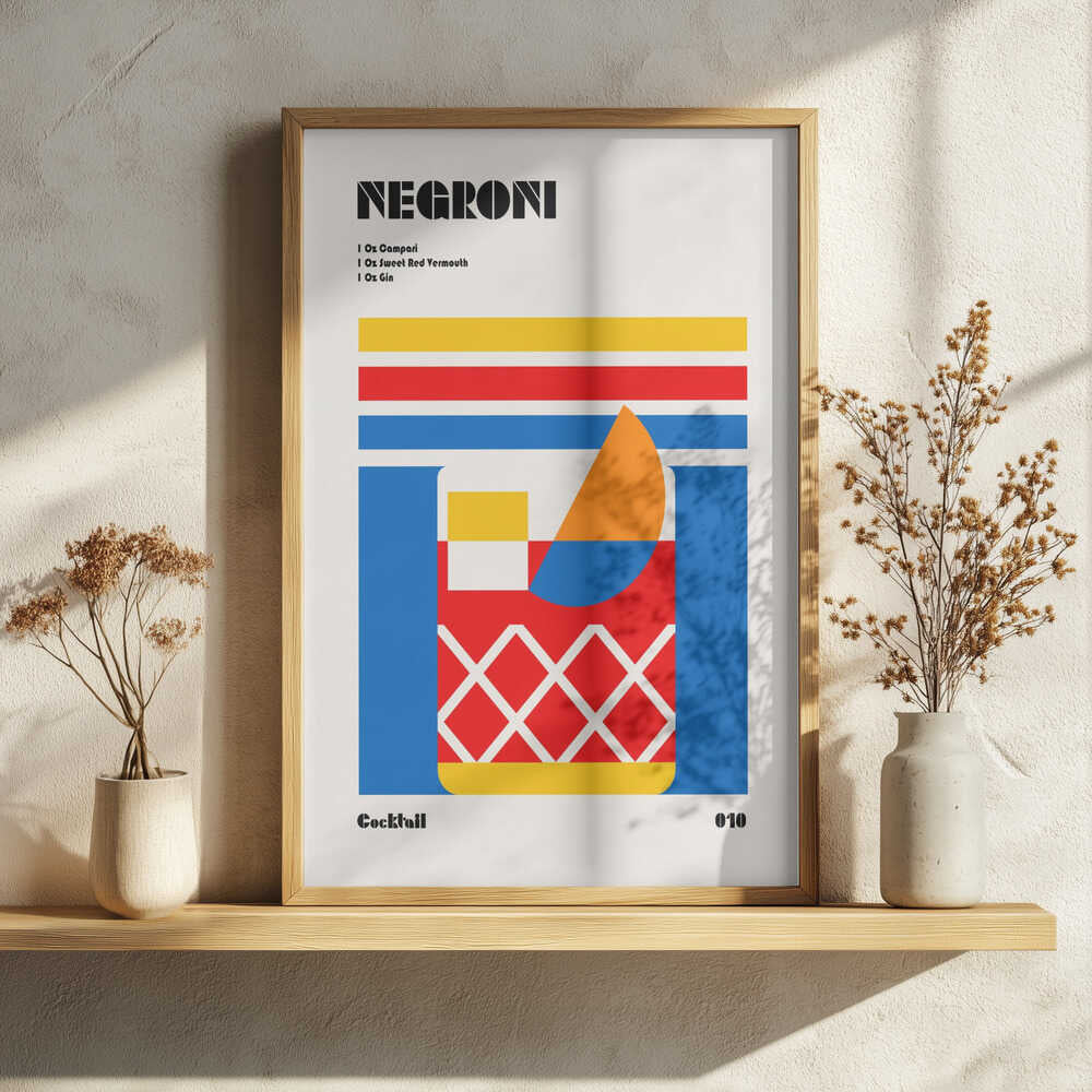 Colorful Negroni Cocktail Art Print UK — Japanese Vibrant Wall Art — Kitchen — Wall It All Prints