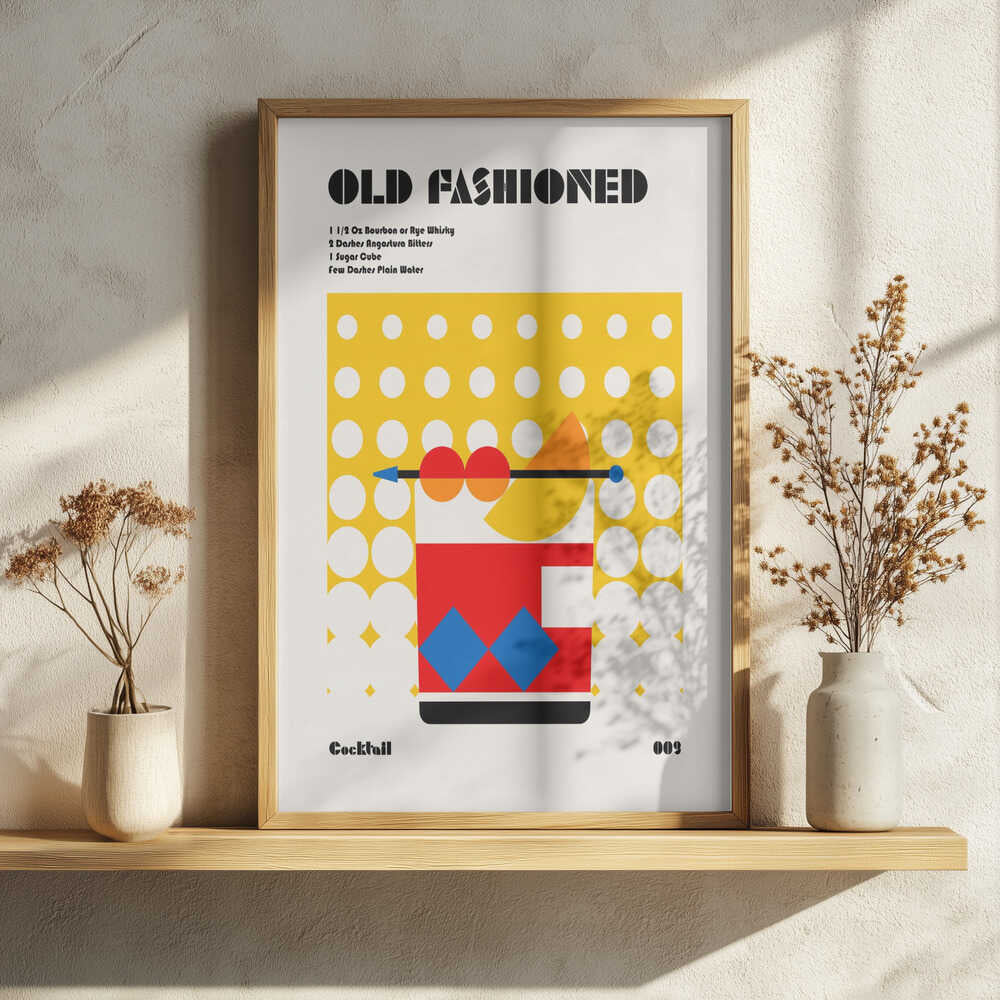 Old Fashioned Cocktail Recipe Art Print UK — Abstract Vibrant Wall Art — Kitchen — Wall It All Prints