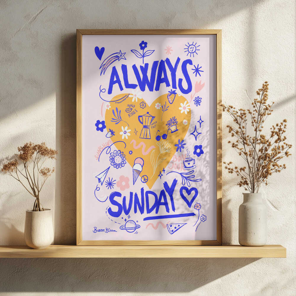 Always Sunday Doodles Art Print UK — Botanical Fresh Wall Art — Kitchen — Wall It All Prints