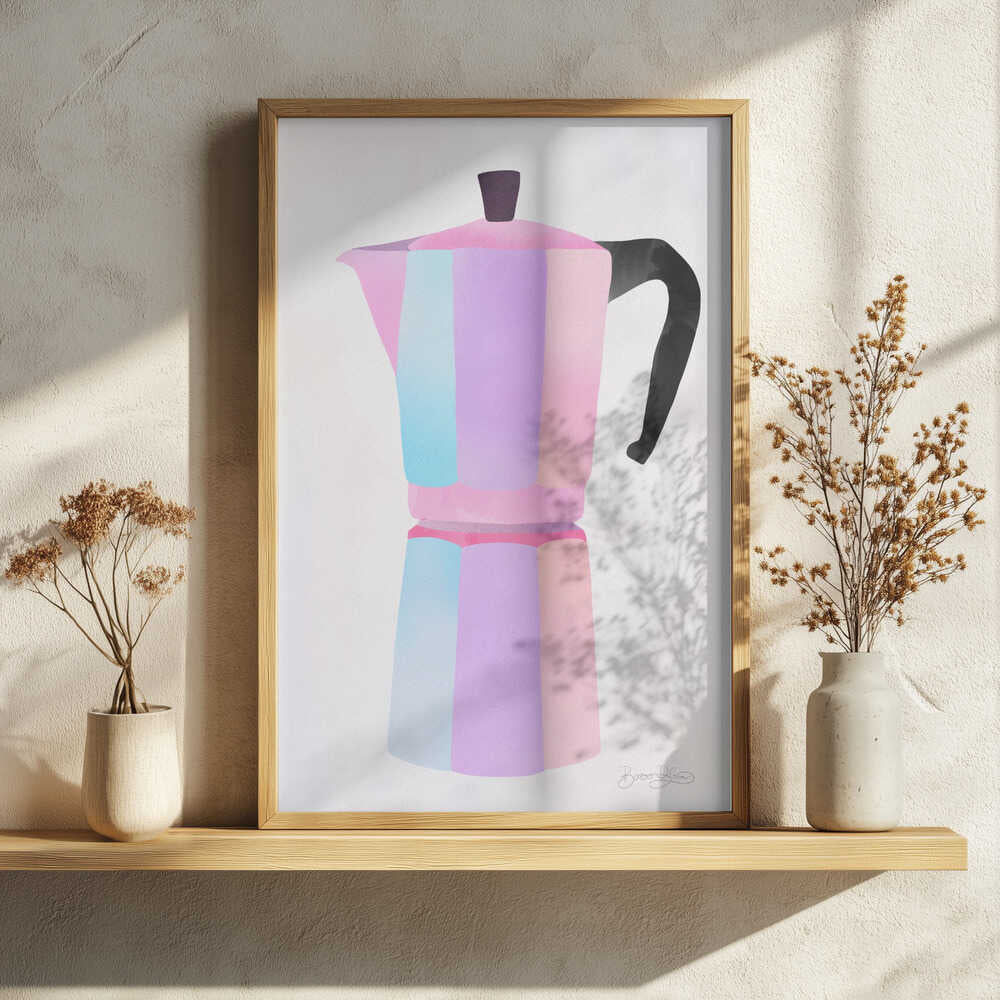 Colorful Moka Pot Art Print UK — Botanical Vibrant Wall Art — Kitchen — Wall It All Prints